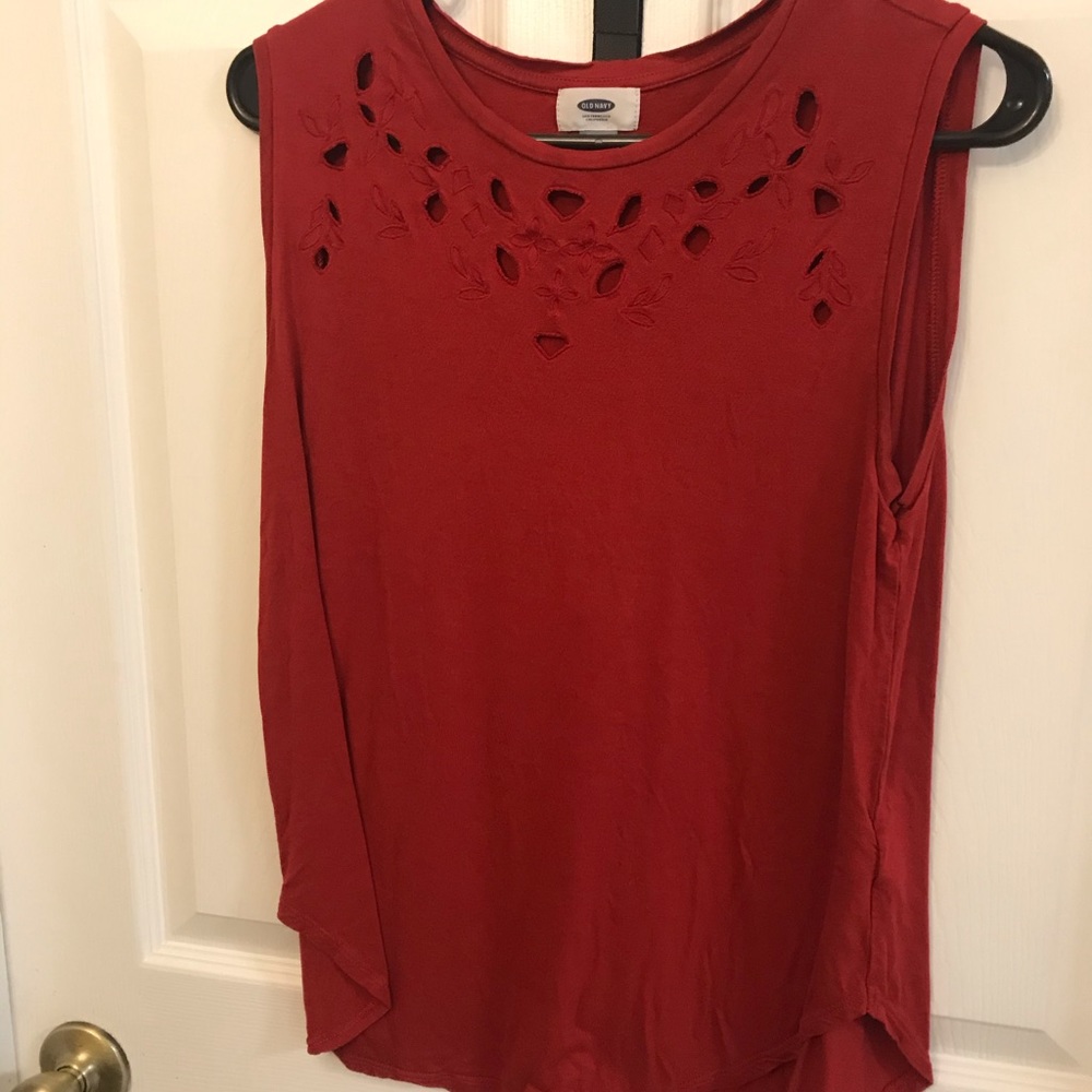 Old Navy Red Eyelet Sleeveless Blouse